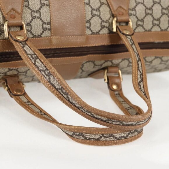 GUCCI GG Plus Supreme Boston Bag PVC Beige Gold Auth bs27274 - Picture 8 of 16